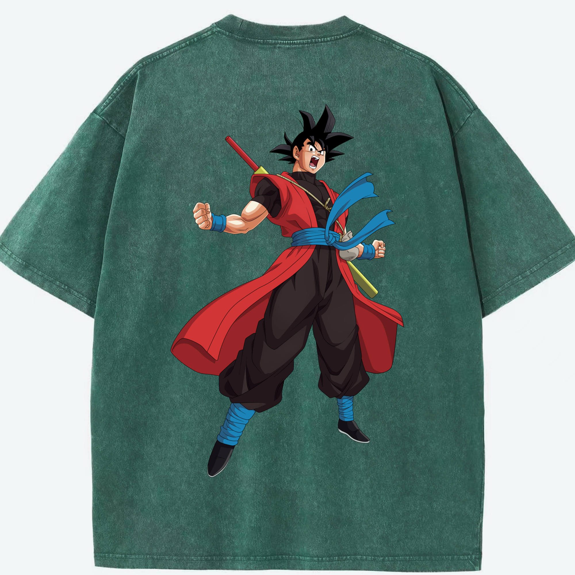 （画像用） ドラゴンボール 孫悟空（そん ごくう）Son Goku カカロット DRAGON BALL Kakarotto 綿100% ヴィンテージ風 半袖Tシャツ（背面プリント）